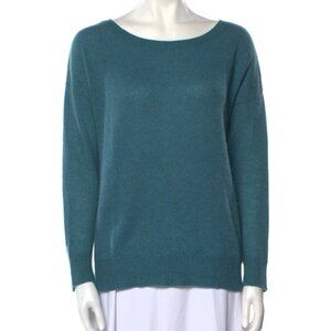 Skull Cashmere Sweater in Teal size S Crew Neck Minimalist Classic Soft Knit